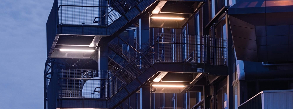 Lightronics SATEGO armatuur in een trappenhuis Lightronics SATEGO armatuur in een trappenhuis